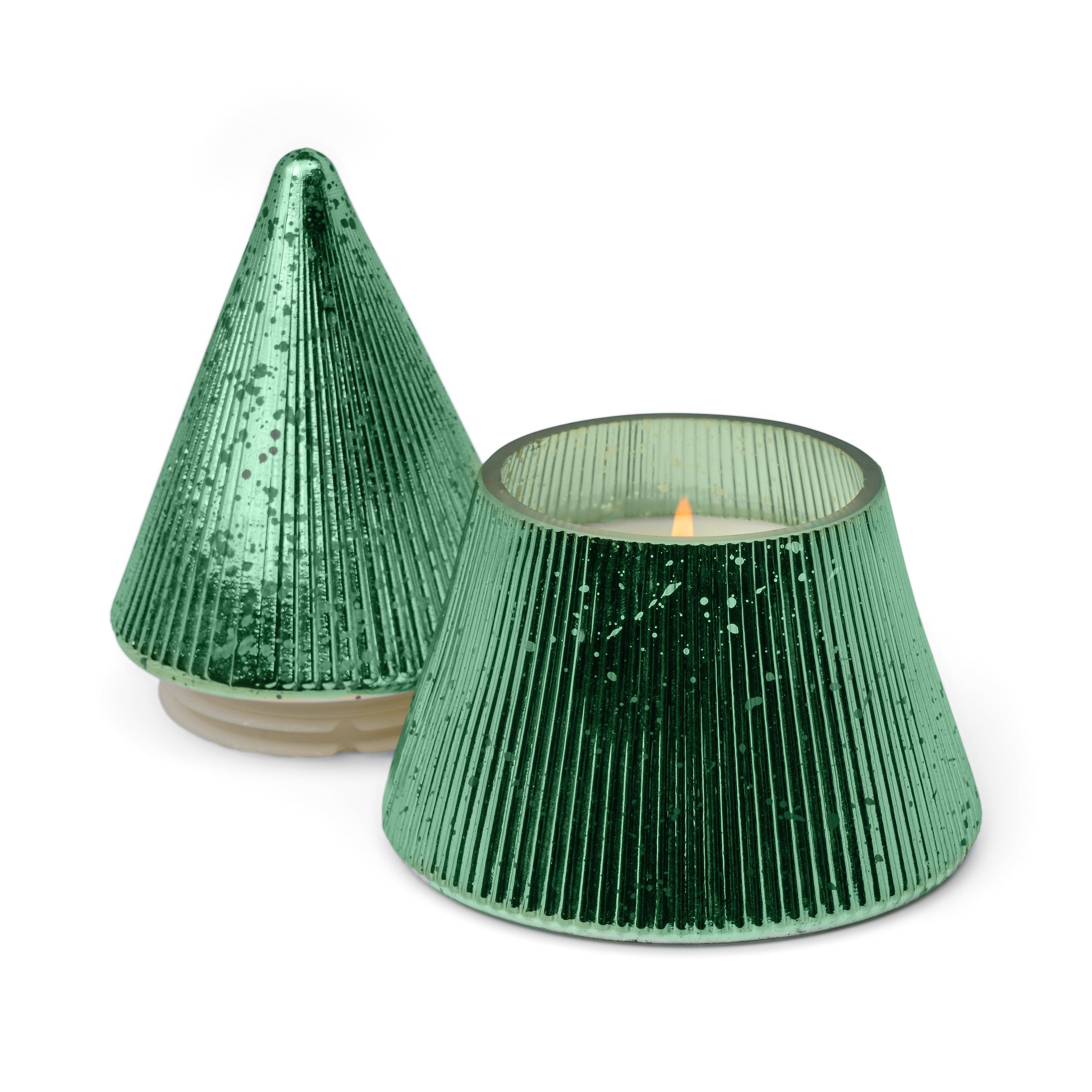 Green Mercury Glass 7-oz Soy Wax Tree Candle, Cypress & Fir