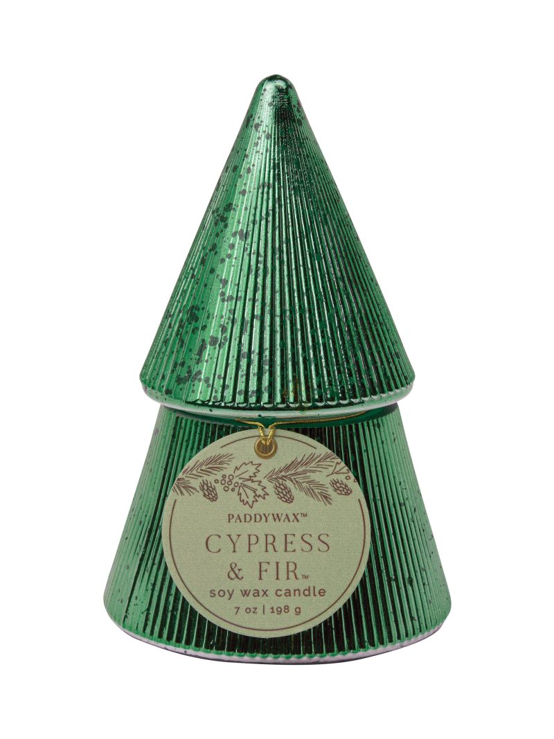 Green Mercury Glass 7-oz Soy Wax Tree Candle, Cypress & Fir