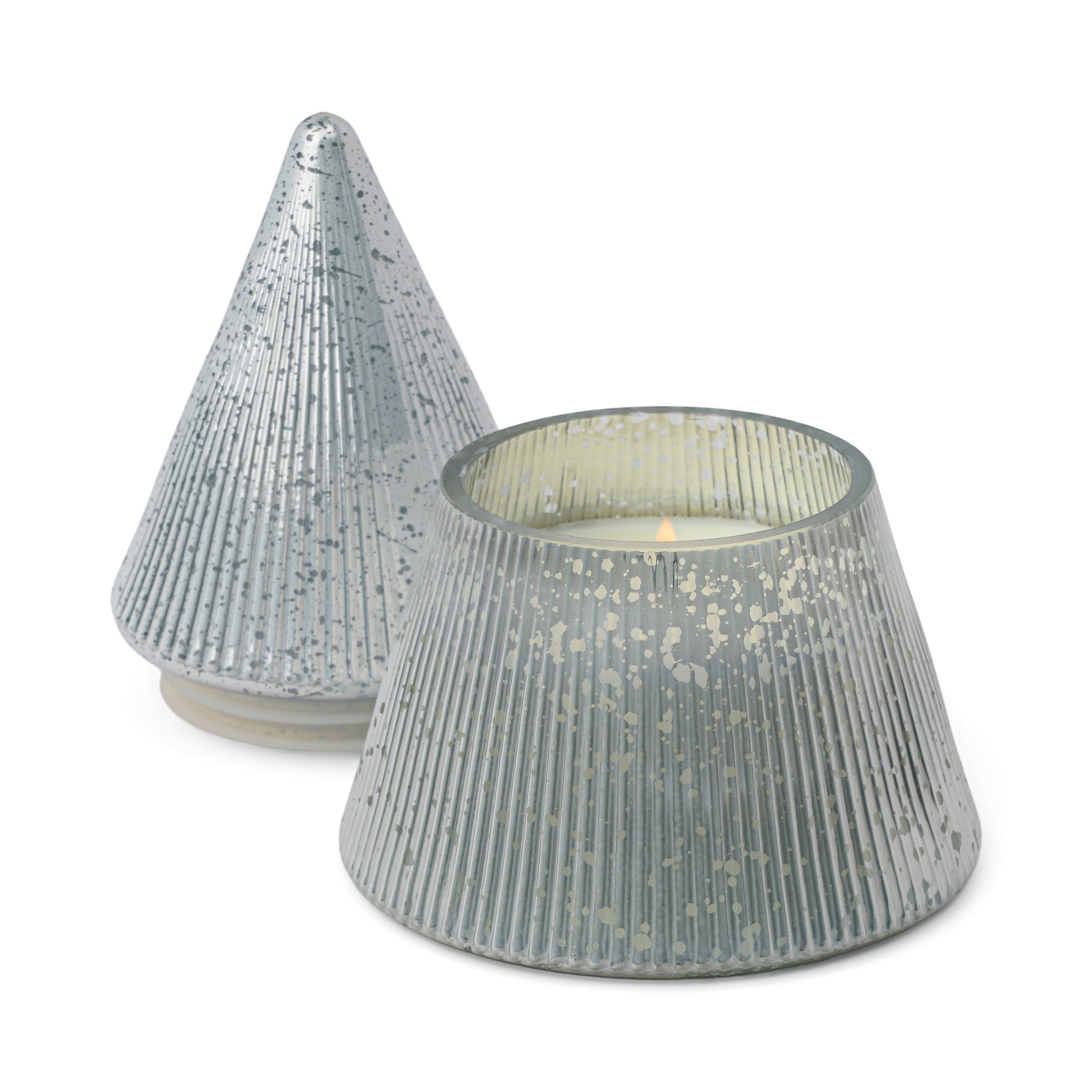 Silver Mercury Glass 7-oz Soy Wax Tree Candle, Cypress & Fir