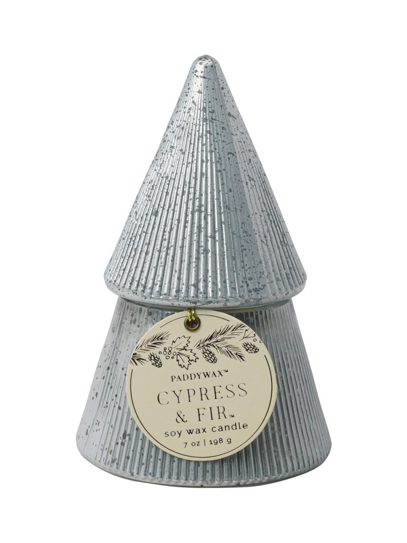 Silver Mercury Glass 7-oz Soy Wax Tree Candle, Cypress & Fir