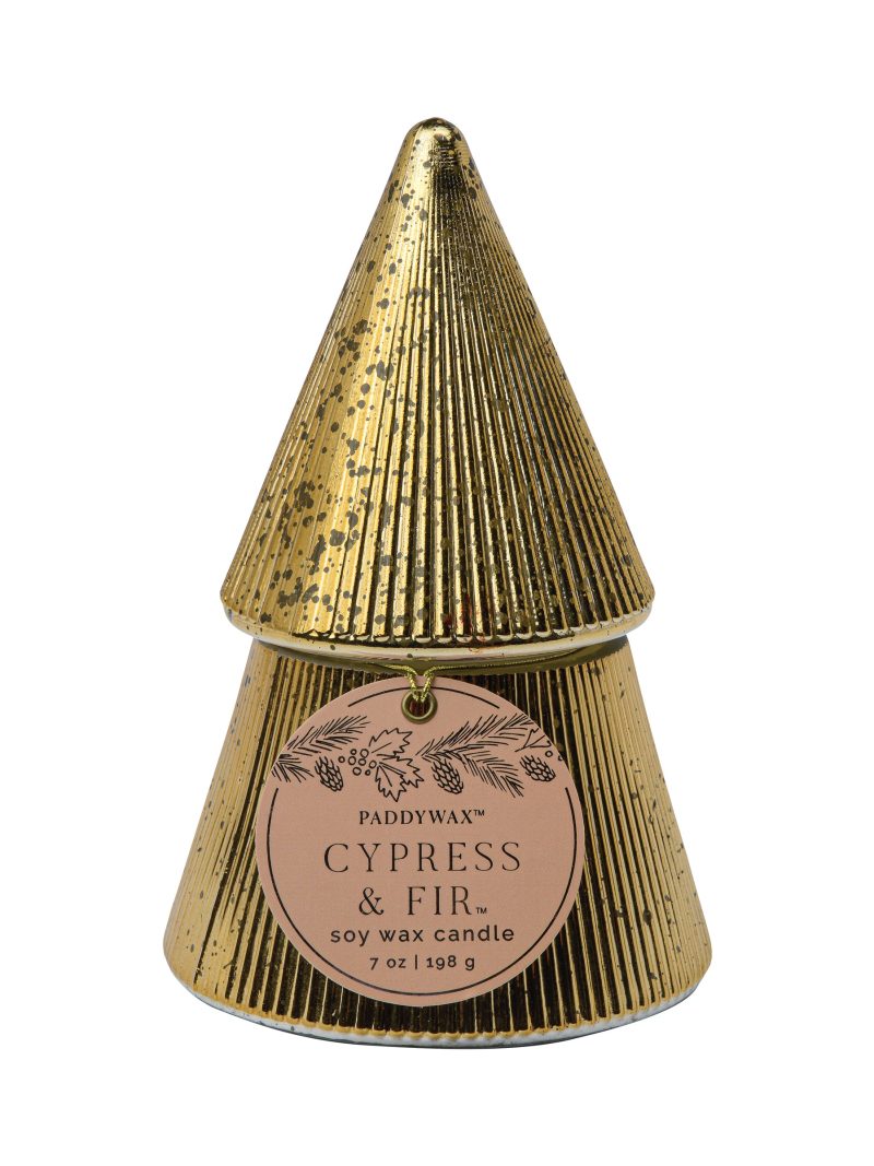 Gold Mercury Glass 7-oz Soy Wax Tree Candle, Cypress & Fir